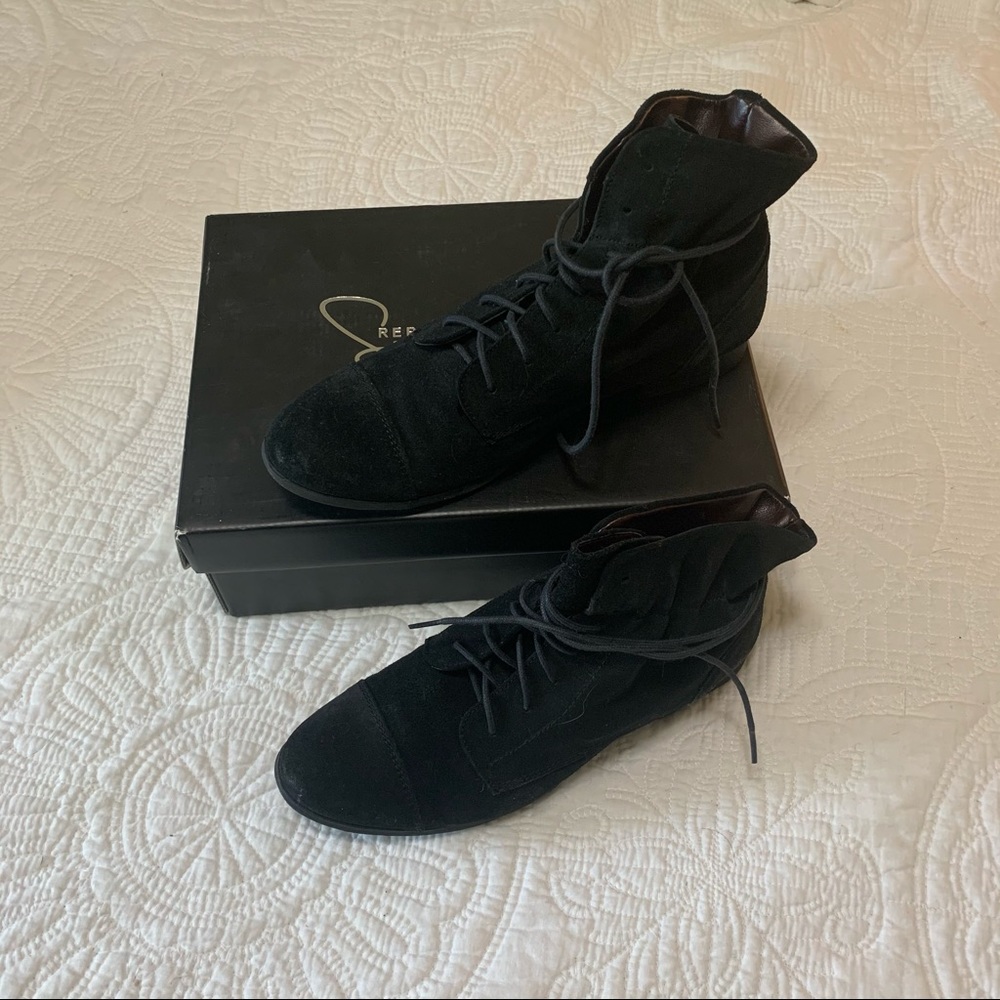 Black suede booties